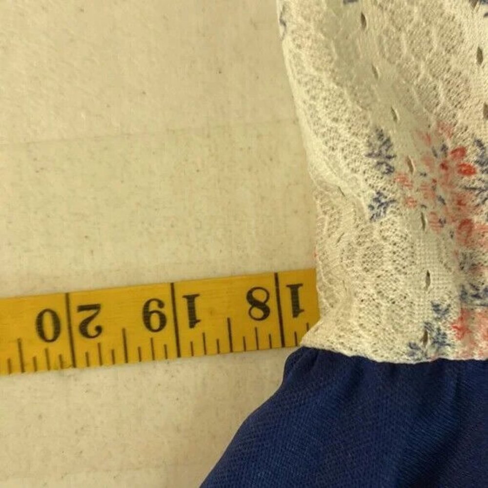 Vintage Maxi Dress Floral Bodice Blue Skirt Homemade XL - Picture 3 of 5